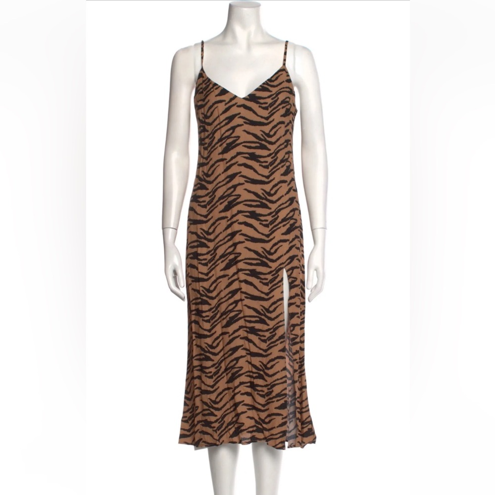 Reformation Tan and Black Animal Print Dress